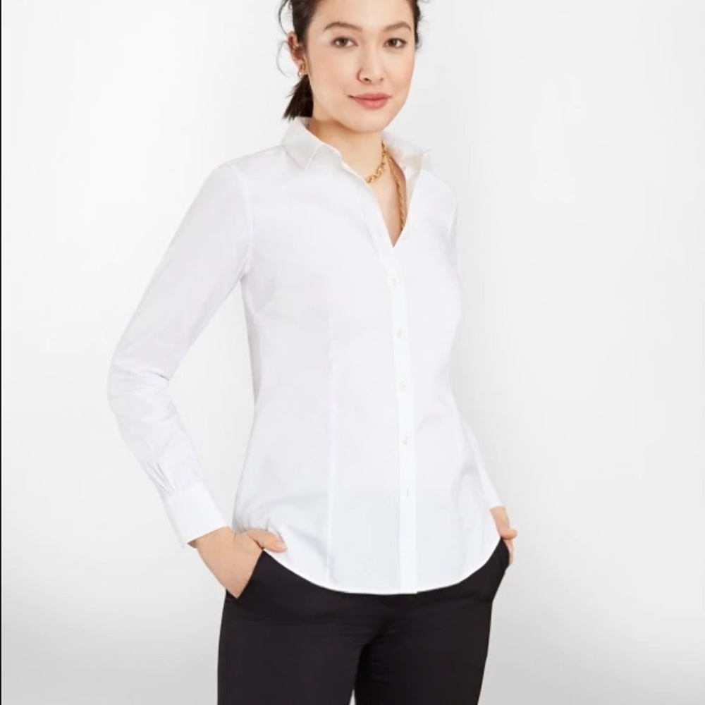 White non iron button down